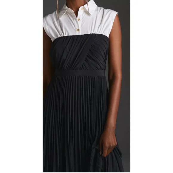 Maeve Pleated Twofer Midi ShirtDress